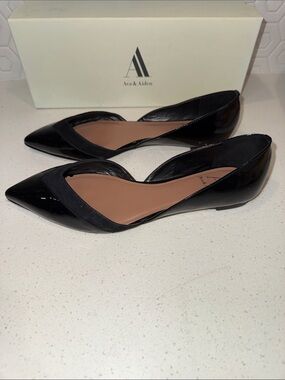 Ava & Aiden Black Pointed D'Orsay Suede Flats